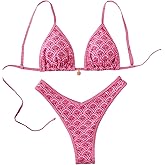BEAUDRM Women's 2 Piece Bikini Set Y2k Floral Triangle Tie Back Swimsuits Bathing Suit