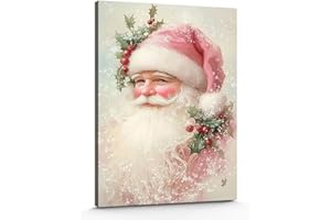 GSPQAZ Vintage Santa Claus Christmas Wall Art - Festive Holiday Decor Canvas Print for Home or Office 12x18inch-Unframed