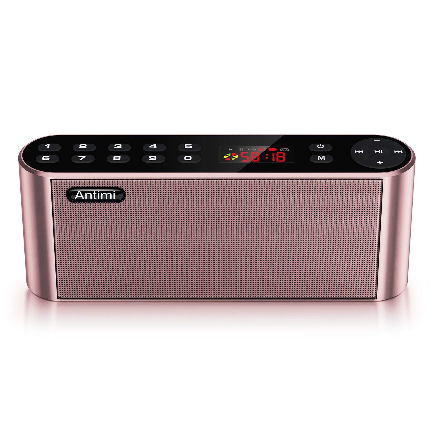 Antimi Bluetooth Speakers with FM Radio MP3 Player Stereo Portable Wireless Speaker Dual Drivers with HD Sound, Built-in Microphone, High Definition Audio and Enhanced Bass (Pink)