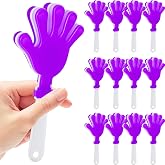 12 Pieces Plastic Hand Clappers 7.5 Inch Noise Makers for Football Basketball Cheerleading Party Favors(Purple and White)