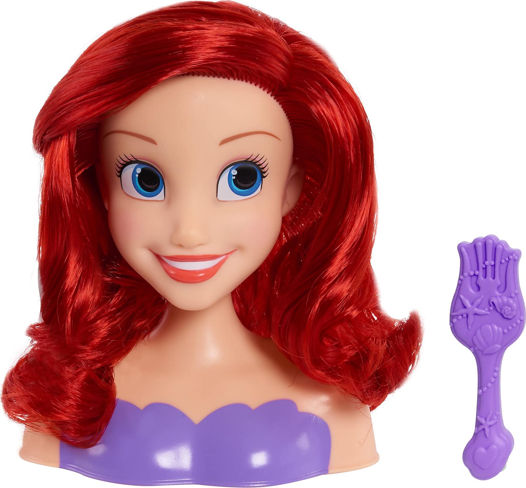 Disney Just Play Princess Ariel Mini Hairdressing Head 14 cm with Hair Brush for Styling Fun, from 3 Years