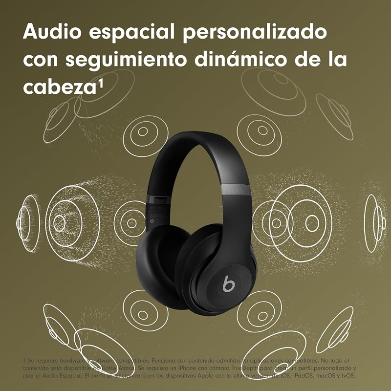 Studio Pro - Auriculares inalámbricos Bluetooth con cancelación de Ruido - Audio Espacial Personalizado, Sonido USB-C sin pérdida, compatibilidad con Apple y Android - Negro