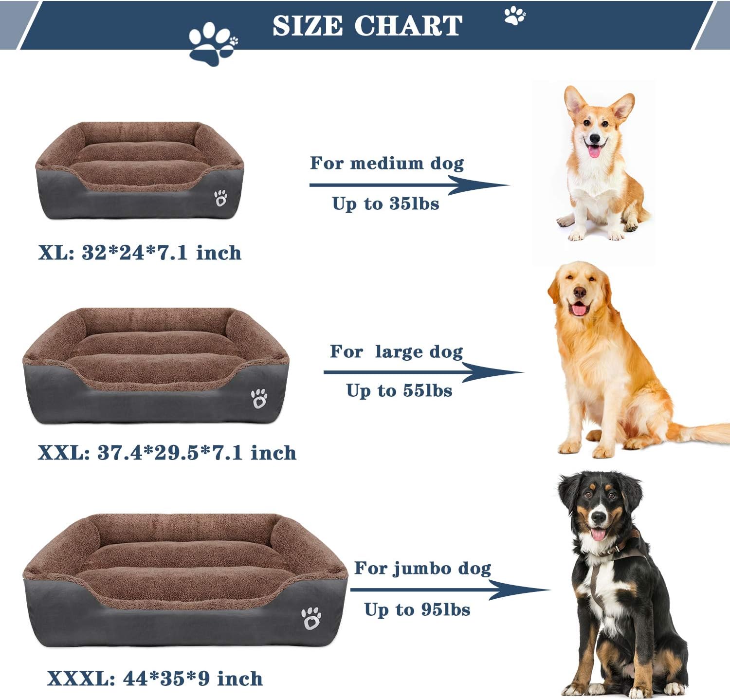 FAREYY Dog Beds for Medium/Large Dogs, Soft Blaster Dog Bed Washable Removable Cover, Dog Sofa Couch Pet Bed with Nonslip Bottom : Pet Supplies