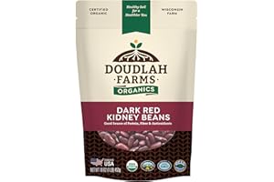 Organic Dried Dark Red Kidney Beans 1 lb - Non-GMO, USDA Organic, Farmed From Regenerative Soil, Tested Clean Certified, Vegan, Rich in Fiber & Protein for Soups, Salads, & Chili - Grown In USA by Doudlah Farms