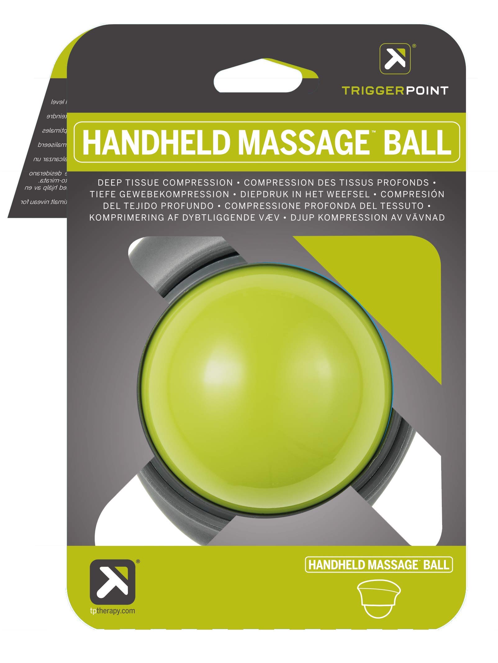 TriggerPoint Handheld Massage Ball - Self-Massage Roller for Targeted Pain Relief for Tight Muscles,Ergonomic Handle and Cross-Friction Function,Compact and Travel Friendly,7cm x 7cm,Grey