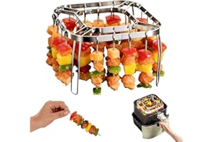 Casbomy Air Fryer Skewer Rack, Air Fryer Grill Accessories Kit with 28 Skewers, Stainless Steel Hanging Oven Skewers Rack Acc