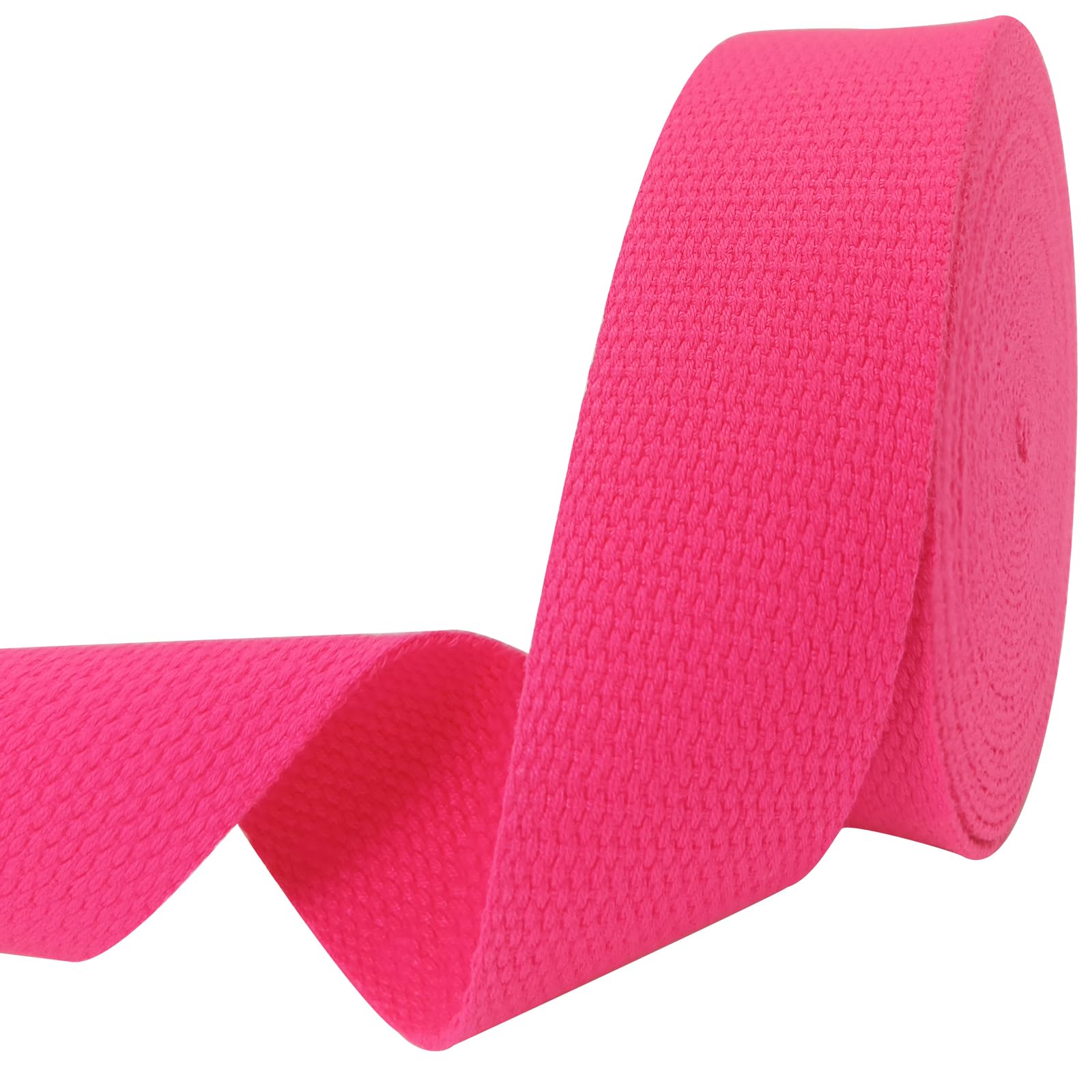 Photo 1 of 1.5 inch Cotton Webbing Braid Handles Bag Strap 15ft High Density Webbing Plain Weave Straps for Cloth Tote Bag, Pet Collars, DIY Projects, Crafts, Outdoor Accessories (Neon Rose 575)