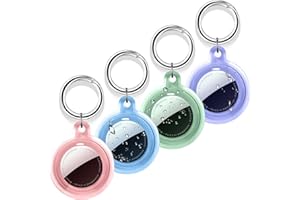 PAUTAS Compatible with AirTag Holder Case 4 Pack with Keychain, Waterproof Shockproof & Anti-Scratch Protect Cover for Airtags, GPS Item Finder Accessories Air Tagholder for Keys, Bags, Kids, Pet（4 Colors）