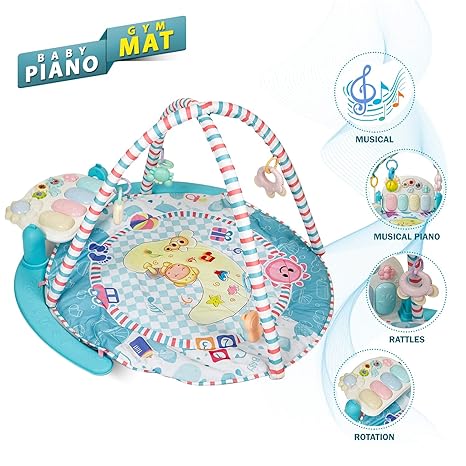 NHR Big Size Kick and Play Piano Baby Gym, Musical Activity Play Gym, Fitness Rack, Activity Centre from 0 to 8 Months (Blue)