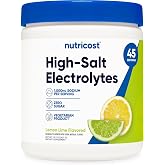 Nutricost High-Salt Electrolytes Powder (Lemon Lime) 45 Servings | 1,000mg of Sodium Per Serving, Zero Sugar, Vegetarian-Friendly, Gluten-Free, GMO-Free