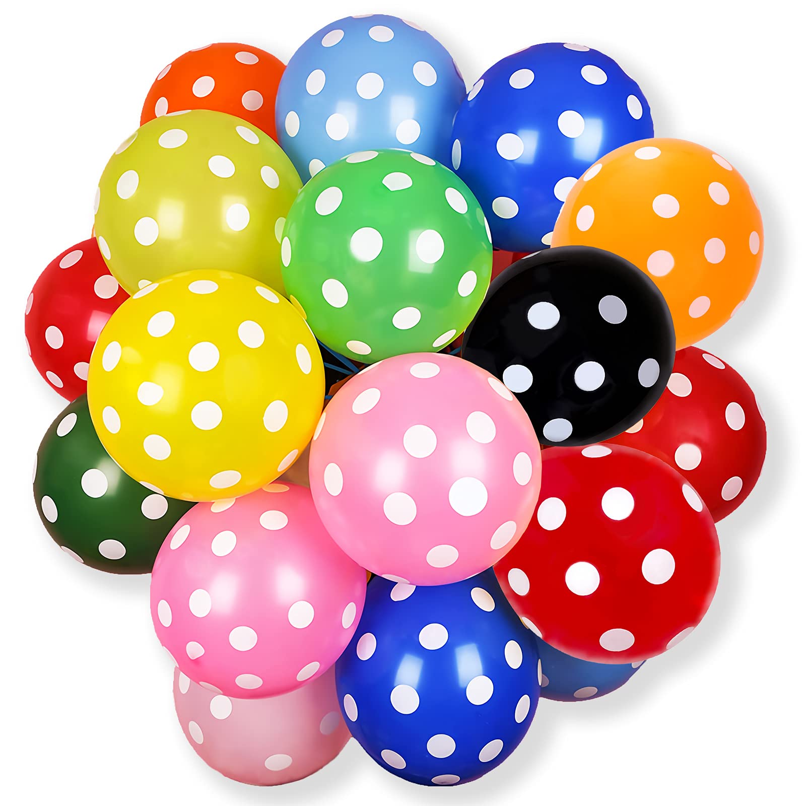 Photo 1 of 100 Pcs 12 Inch Colorful Polka Dot Balloons, Latex Balloons Assorted Colors for Happy Birthday Festival Wedding Anniversary Decoration Christmas Baby Shower Party Supplies