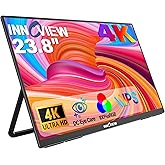 Innoview 23.8” 4K Large Portable Monitor, UHD (3840*2160) 100%sRGB IPS Speakers USB-C HDMI Work Home Second Monitor W/180°Adj