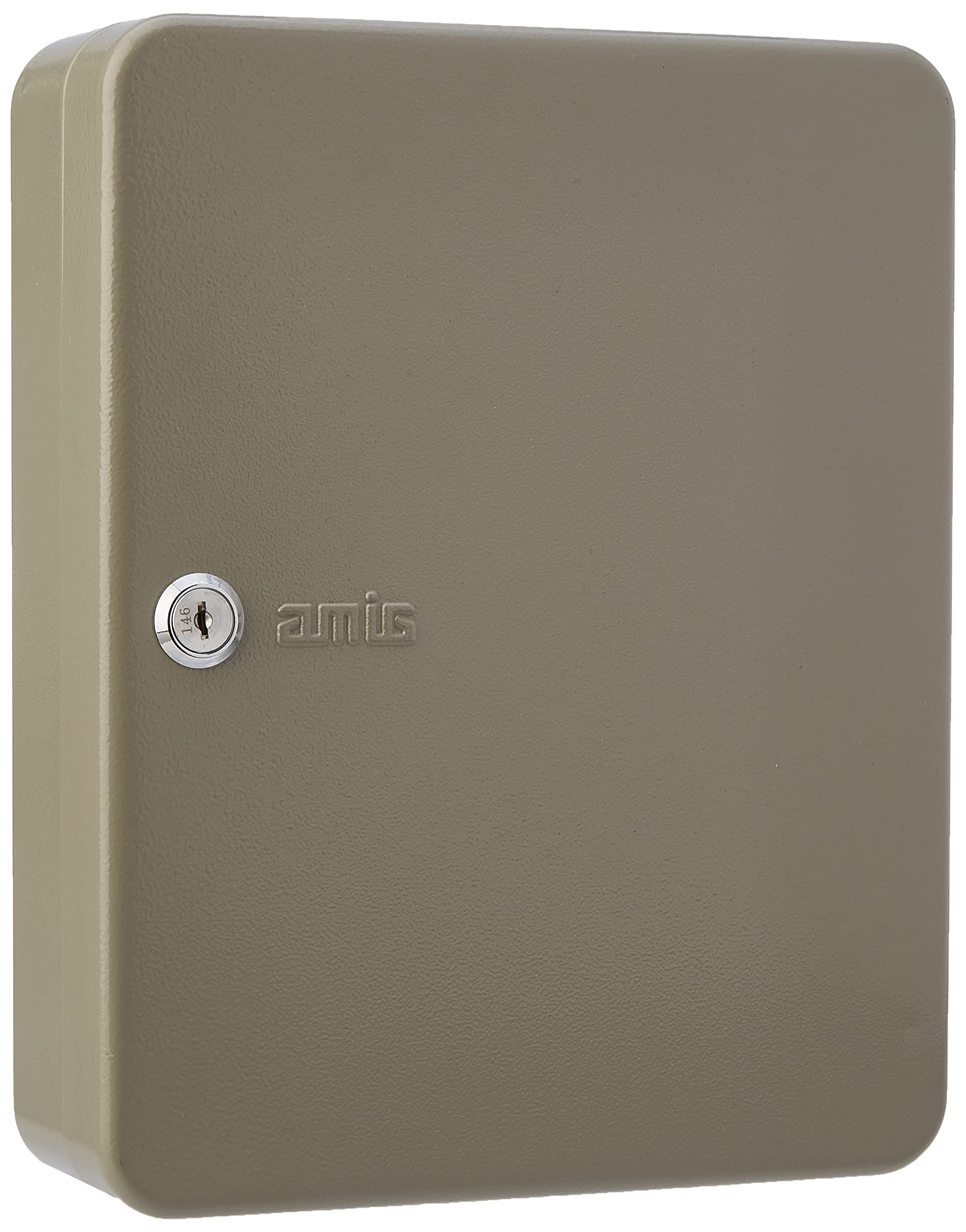 Amig Wall Mounted Key Cabinet Model 2172 Epoxy Grey Steel with Security Lock and 2 Blank Key Holder with Capacity for 93 Keys Dimensions 300 x 240 x 80 mm