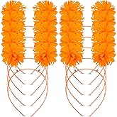 Tigeen Headband Head Bopper with Pom Pom, 12 Pcs Orange, for Women Adults Accessories, Birthday Party Headwear