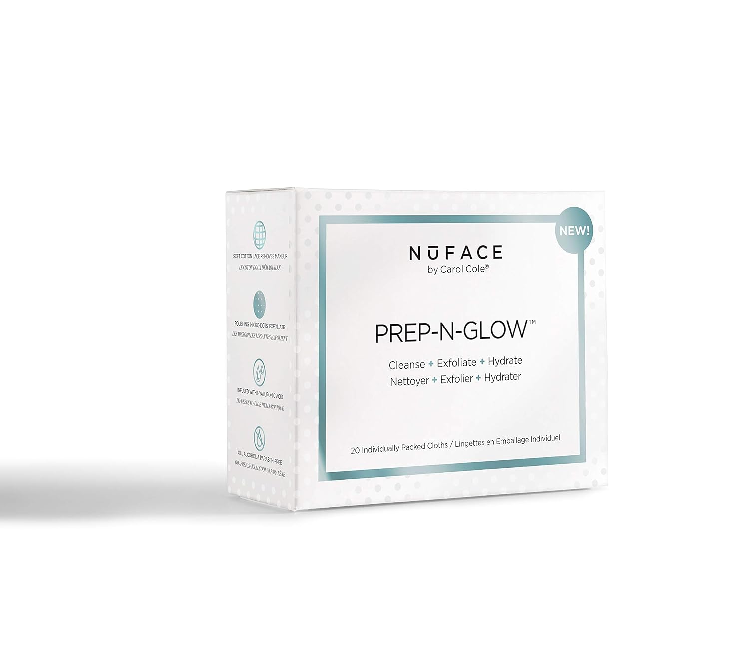 NuFACE PrepNGlow Dual-Sided Cleansing Cloths, 20 Count: Premium Beauty