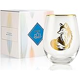 Onebttl Fox Gifts for Lovers on National Fox Day, Birthday and Christmas - 17 Oz Stemless Wine Glass