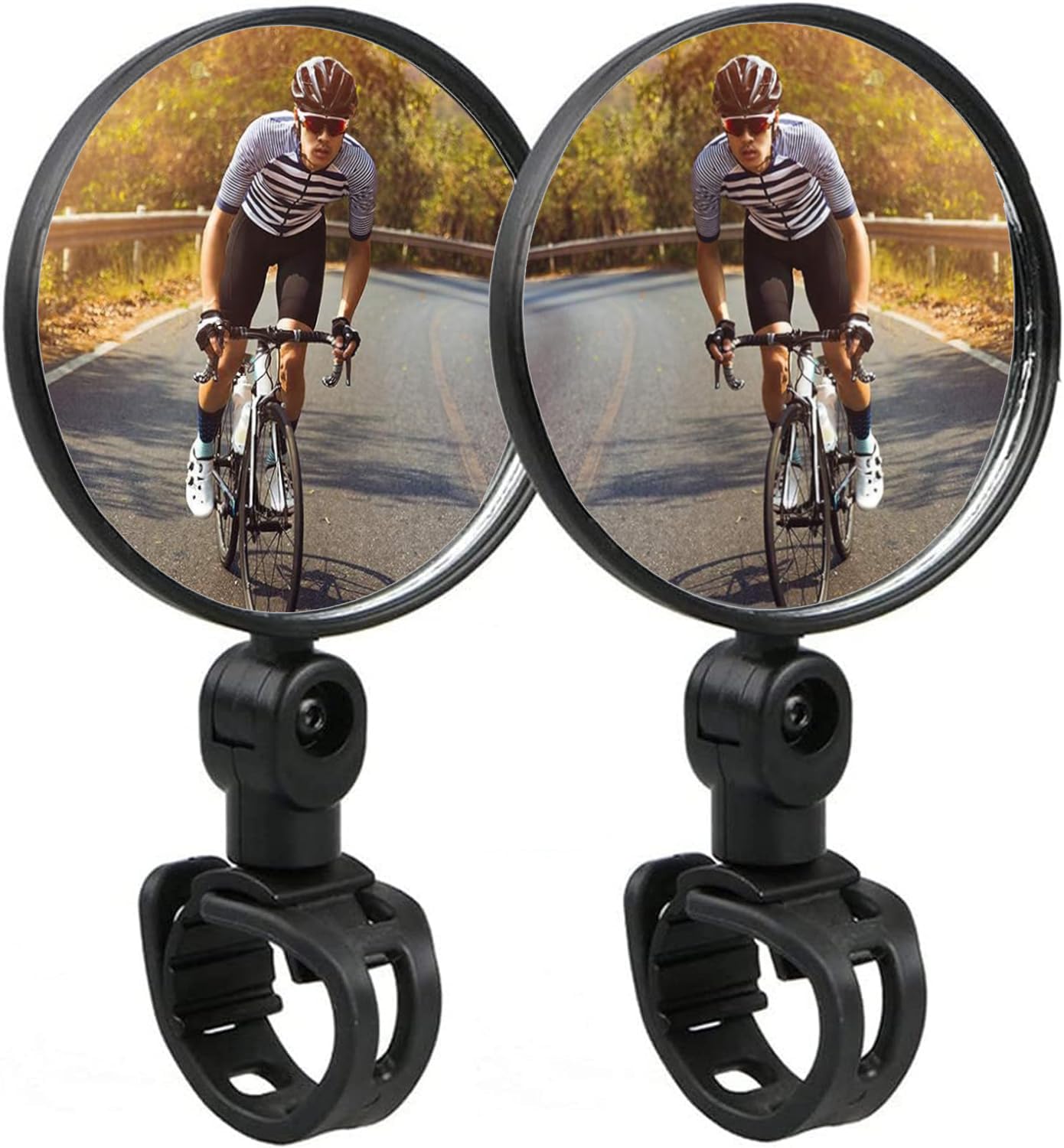 Bike Mirror, Bike Rear View Mirrors, Durable and Easy to Install, Adjustable Rotatable Handlebars Mounted Plastic Convex Mirror for Mountain Road Bikes