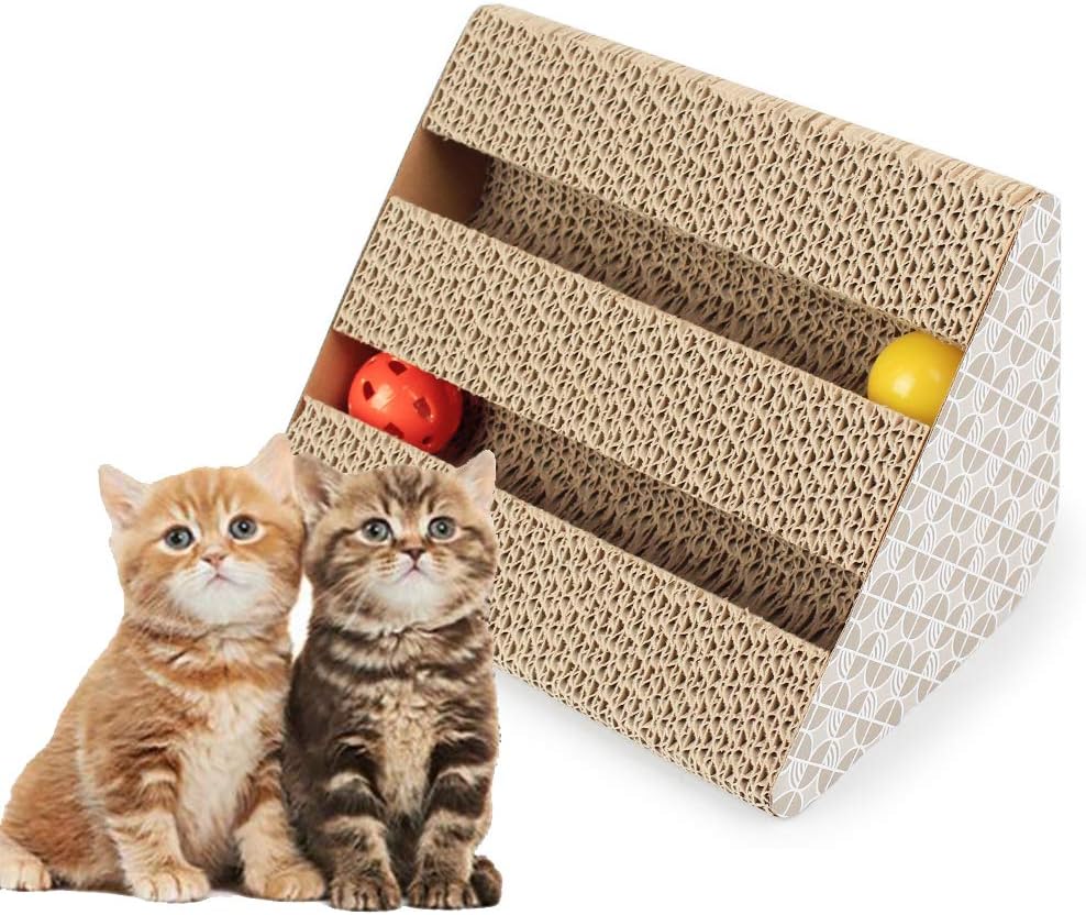 Kebik 猫つめとぎ 猫スクラッチャー ダンボール ガリガリ 猫おもちゃ 鈴付き 家具保護 運動不足解消 三角形 Kebik 爪とぎ 通販 Amazon