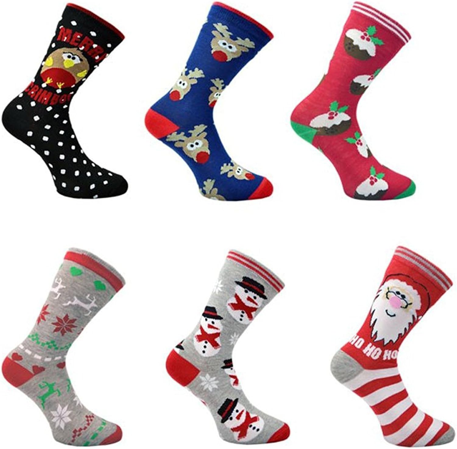 6x Pairs of Mens or Ladies Christmas Novelty Design Socks **Fantastic Gift Idea** (Ladies 