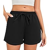 LOCUBE Women's High-Waisted Lightweight Active Shorts - Breathable Athleisure with Pockets & Drawstring for Summer Lounge