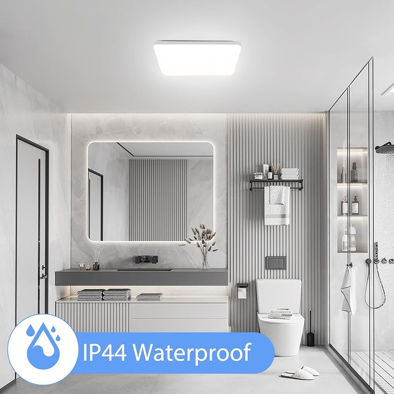 OUILA LED Lâmpada de teto, 20W 2000LM 6500K Lâmpadas de teto, IP44 Cold White Square Ultra fino LED luz de teto para sala de estar banheiro varanda quarto corredor cozinha