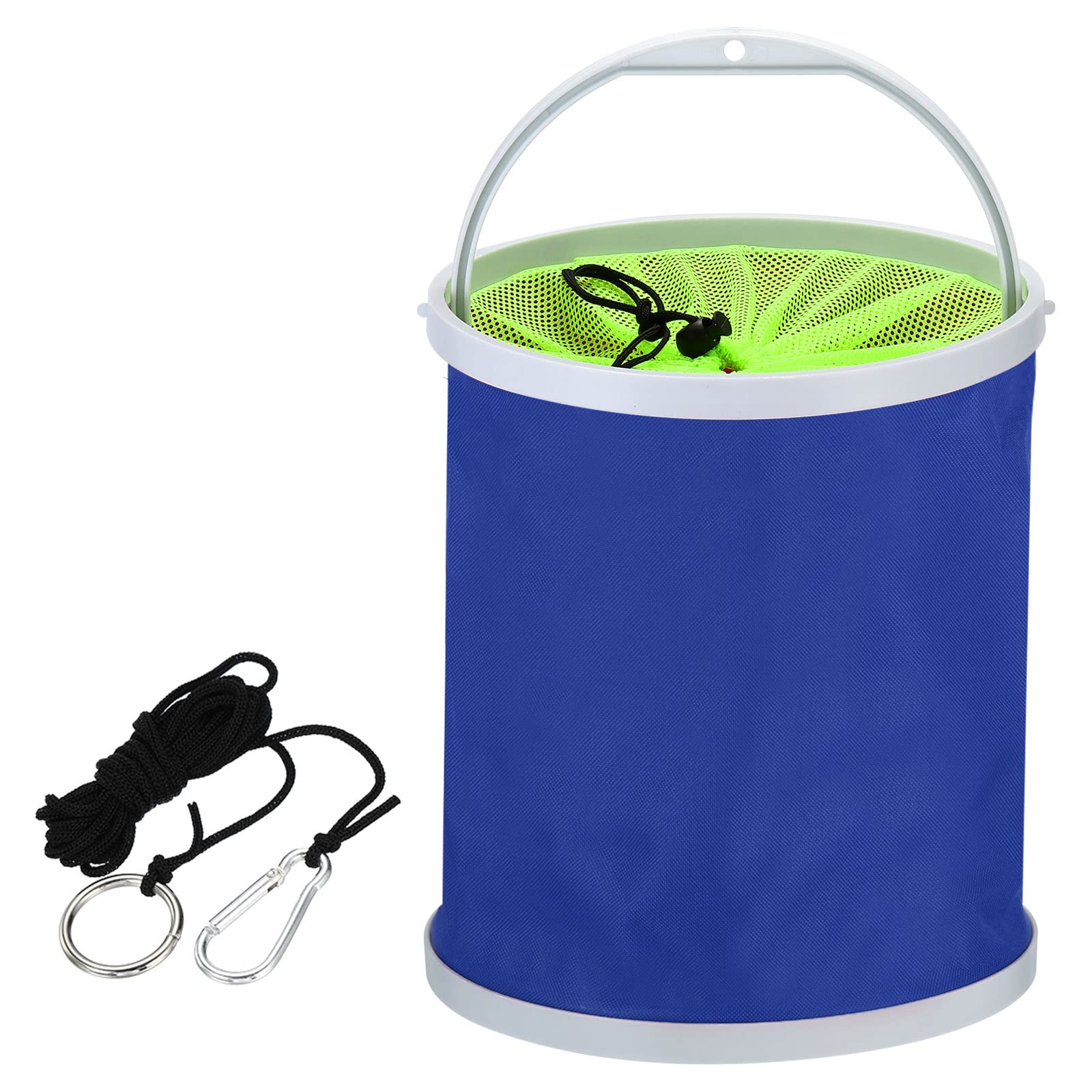 PATIKIL Collapsible Fishing Bucket, 13L (3.4 Gallons) Folding Bucket Foldable Water Container with Lanyard for Outdoor Travelling, Blue