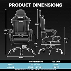 GTPLAYER Gaming Chair with Footrest, Computer Chair