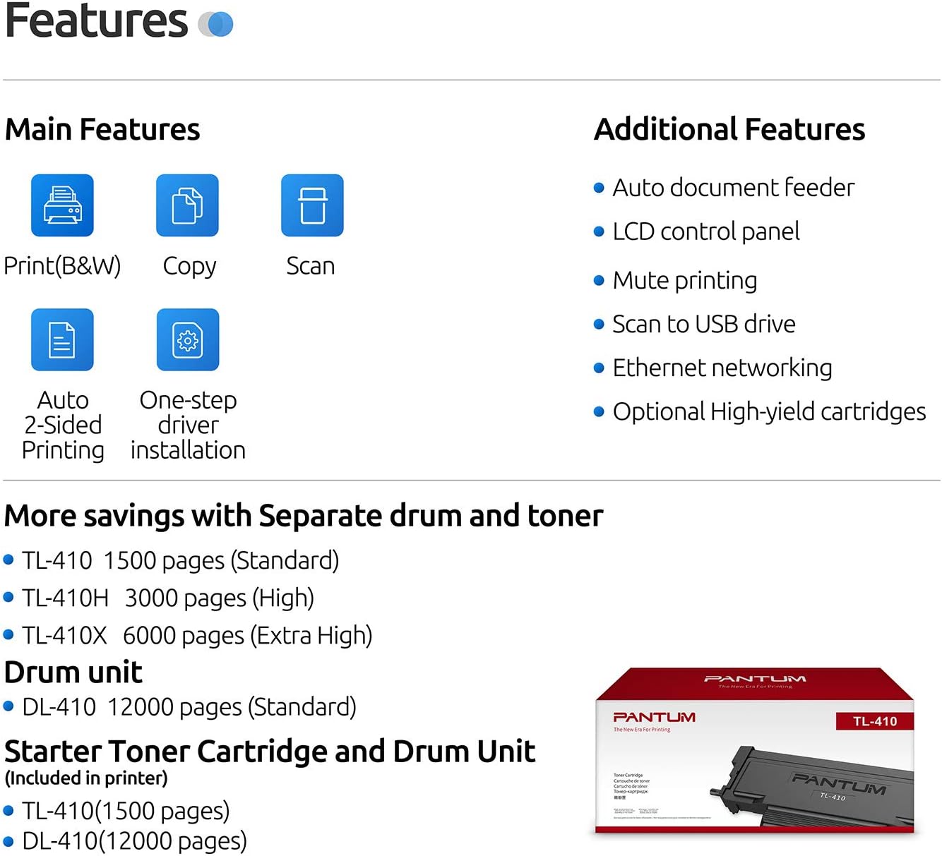 Pantum M7102DN Monochrome Laser Printer Multifuntion Printer with Copier Scanner Automatic Duplex Printing Connect with Network and USB 2.0: Electronics