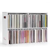 SANFURNEY 52 Slots CD Storage Holder, Wall-Mounted CD Display Stand | Jewel Cases Organizer Rack, Stackable Disc Case Holder for Theatre Room White