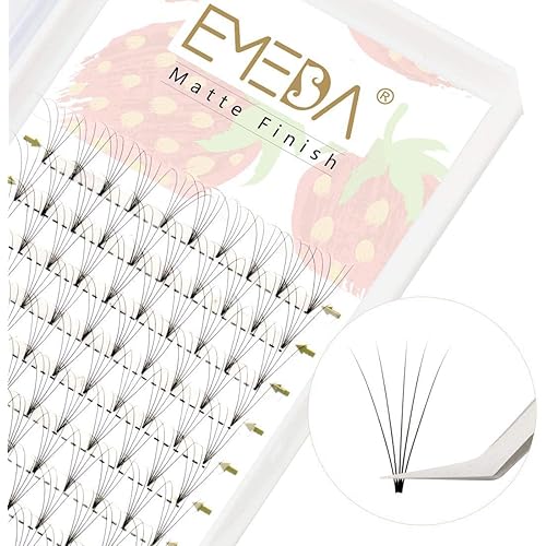 EMEDA Volume Lash Extensions Premade  .07mm C Curl 12mm 5D Volume Eyelash Extensions Short Stem Small Thinner Base Russian Volume Pre Made Lash Fans (5D 0.07 C 12mm)