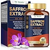Organic Saffron Supplements with Prebiotic Fiber - Organic Saffron Extract 88.5mg with Crocins, Safranal & Safromotivines for Mood, Energy, Eyes, Immunity, Blood, Digestion, Men & Women, 60 Vegan Caps
