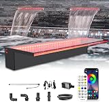 LONGRUN Bluetooth Acrylic Pond Waterfall Kit 60cm 7 Color LED Lights view 1