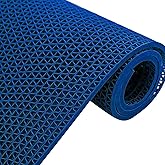 Drainage Non Slip Floor Mats Wet Area Commercial Mesh Rubber Flooring Mat Garage Pools Restaurant Bathroom Patio Outdoor Indoor Drain Splash Rug Mat,Blue,1.2×3M/4×10FT