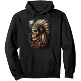 native american headdress skull warrior navajo chief Pullover Hoodie