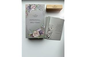 Scripture Spark Bible Verse Cards with Wooden Stand – 52 Inspirational Scripture Cards in Gift Box – Christian Gifts for Wome