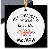 fZSZSD My Favorite People Call Me Memaw Ornament, Gifts for Grandma for Birthday Mother's Day Ceramic Ornament Keepsake, Memaw Gifts Hanging Ornaments for Christmas Tree Decoration