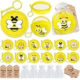 KeeStar 12 Pack BeeThemed Coin Purse with Zipper Keychain,Wallet Bag Party Favors for Birthday Party Decoration, Bee Themed Baby Shower,School Carnival Rewards,Travel,Classroom Prize