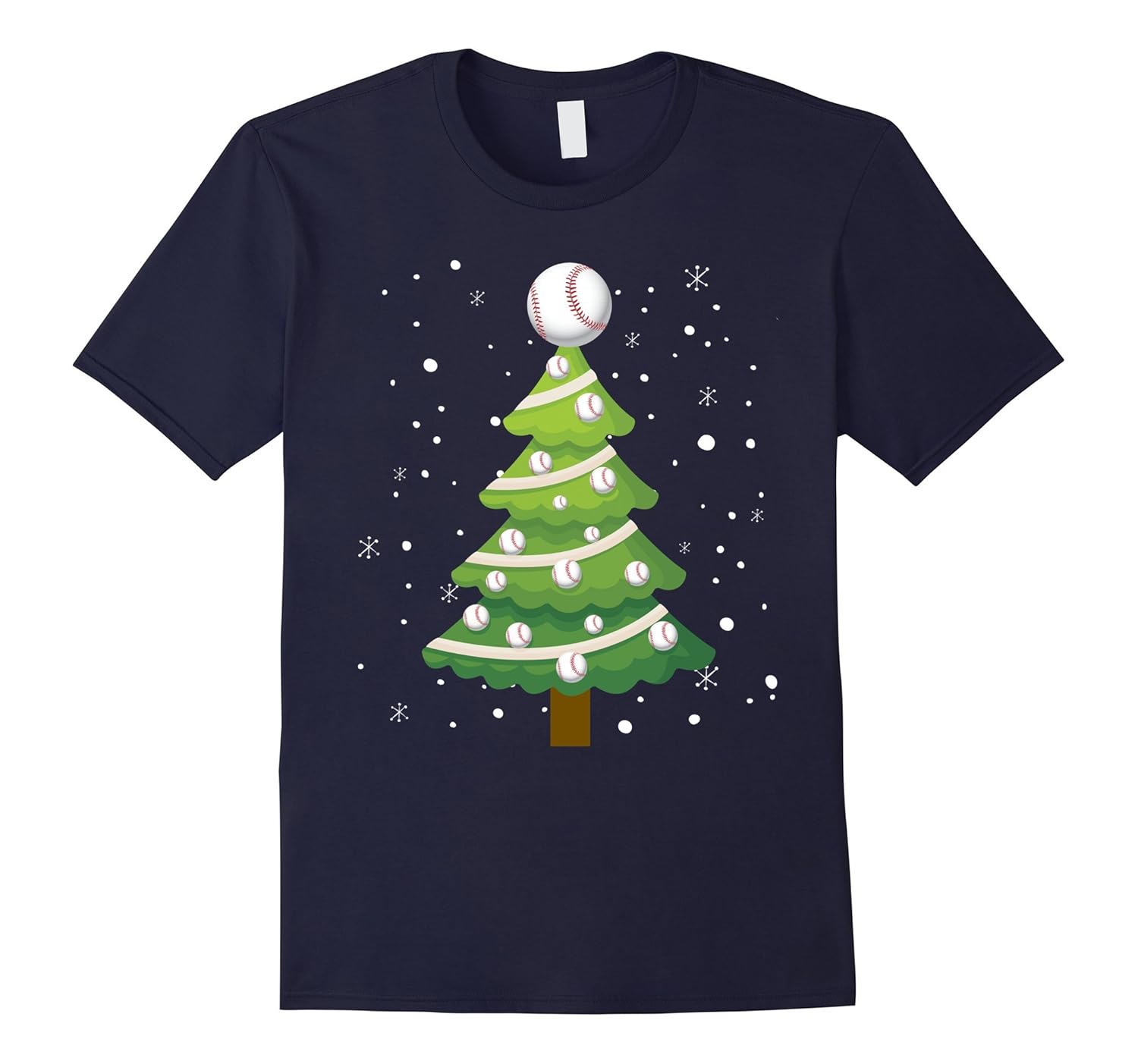 Funny Baseball Christmas Tree T-Shirt Xmas Gift Tee-ANZ