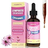 Liposomal Lymphatic Drainage Drops, Lymphatic Drainage Supplements with Echinacea,Calendula,Burdock,Dandelion,Turmeric,Elderberry, Lymph System Support & Immune Health, Alcohol & Sugar Free – 2 fl oz