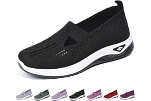 IVIEICIP Women's Woven Orthopedic Breathable Soft Shoes Go Walking Slip on Diabetic Foam Shoes Hands Free Slip in Sneakers Arch Support