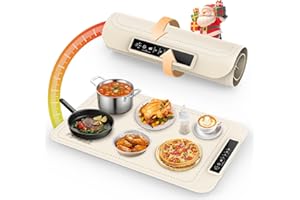 BXJUW Warming Mat for Food - Electric Silicone Food Warming Tray for Buffet, Rollable Food Warmer Mat for Countertop, Fast Heating Mat with Timer and 4 Heat Levels, Portable Heating Pad for Parties Family