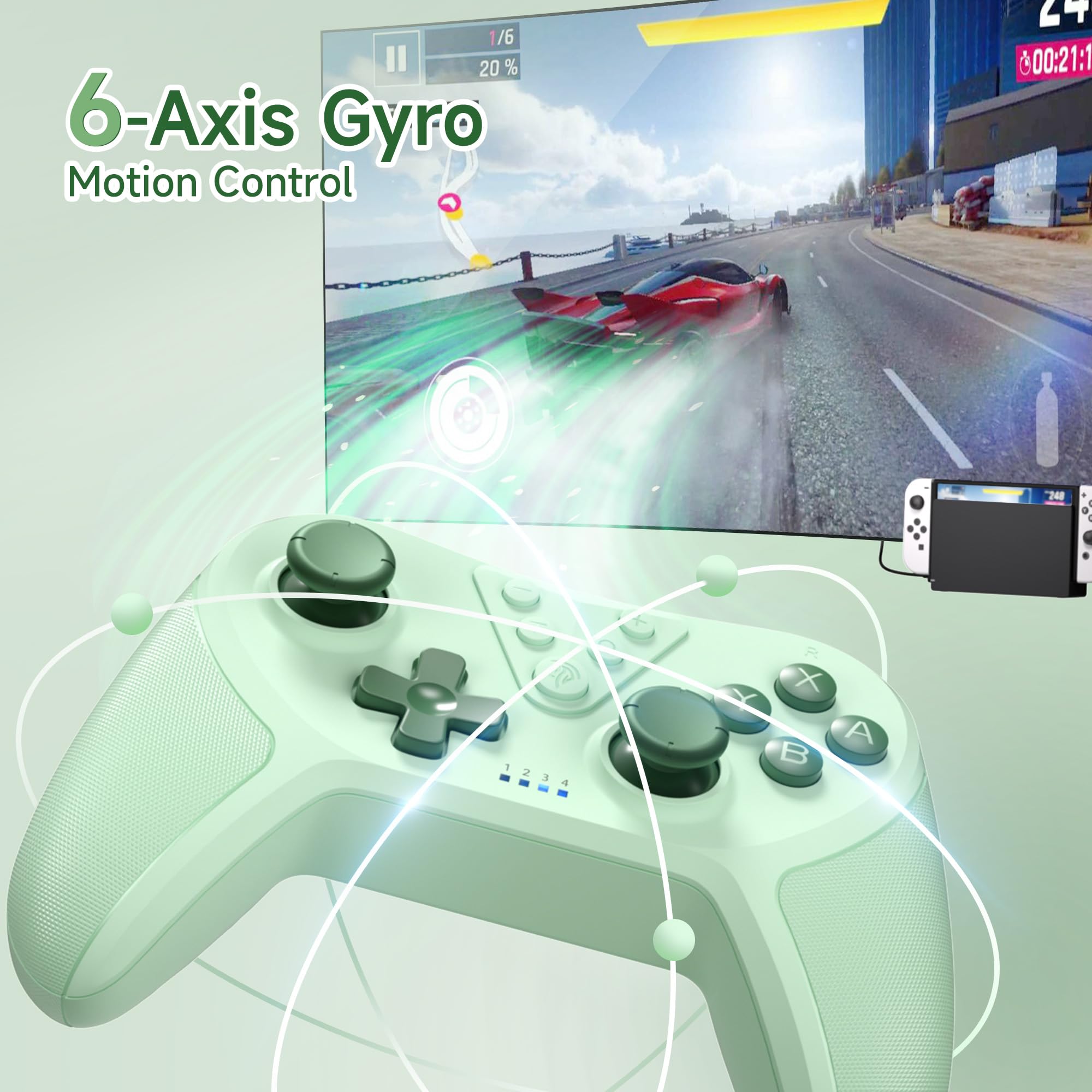 EasySMX Wireless Pro Controller for Switch/Switch Lite/Switch OLED, T37 Wireless Switch Controller with 6-Axis Gyro, Motion Support, Adjustable Dual Turbo, Enhanced Switch Remote Gamepad