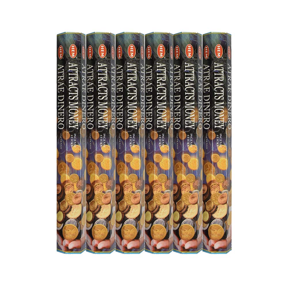Hem 120 Incense Sticks Bulk Pack - Zen Aromatherapy to Attract Money & Prosperity (6 Boxes)