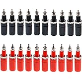 Oiyagai 20 Pack Binding Post Banana Plug Connectors, 4mm Panel Mount Jack Socket (10 Red + 10 Black), Speaker Amplifier Termi