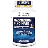 Dr. Berg Magnesium Glycinate 90ct &ndash; 4-in-1 Chelated for Muscle, Nerve, Sleep &amp; Stress Support*&ndash; w/ D3, B6 &amp; Zinc &ndash; 4X Lab-Tested &ndash; No Fillers &ndash; Formulated in USA, GMP-Certified