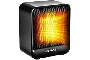 Lerat Space Heater, Portable Mini Heater for Indoor Use, 500W Fast Heating Small Desk Heater with Overheating & Tip-Over Protection, Lightweight Electric Heaters for Office, Home, Camping (Black)