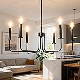 Phaosio Farmhouse Chandelier, 6-Light Metal Hanging Ceiling Light Fixture for Dining Room, Kitchen Island, Living Room, Entry