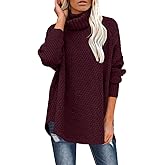 DOROSE Women's Oversized Turtleneck Long Sleeve Casual Pullover Knit Tunic Sweater