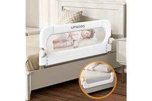 UPGOGO Folding Bed Rail for Toddlers,Baby Bed Rail Guard with Reinforced Anchor Safety System,Fit Bunk,Full Size,Queen,King,Twin(White,43"x23.6")