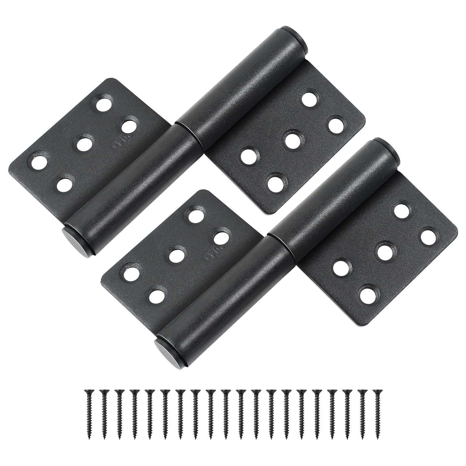HOIIME Pack of 2 304 Stainless Steel Door Hinge, 360 Degree Flag Hinges, Screw-On Hinge Foldable for Unfolded Wooden Doors & Interior Doors, Room Door & Garden Gate, Load Capacity up to 80 kg (Black)